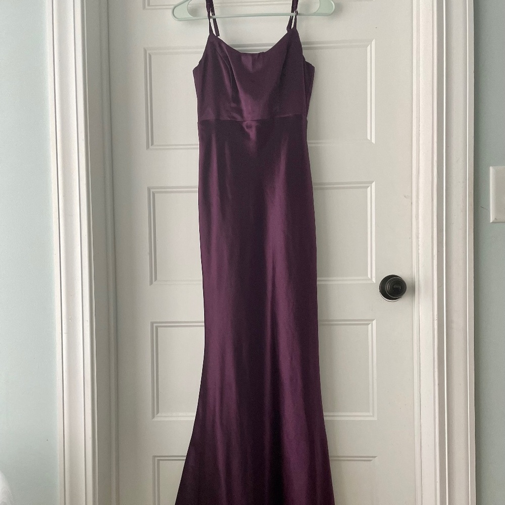 Make You Shine Dark Purple Satin Mermaid Maxi Dress - Picture 4 of 6